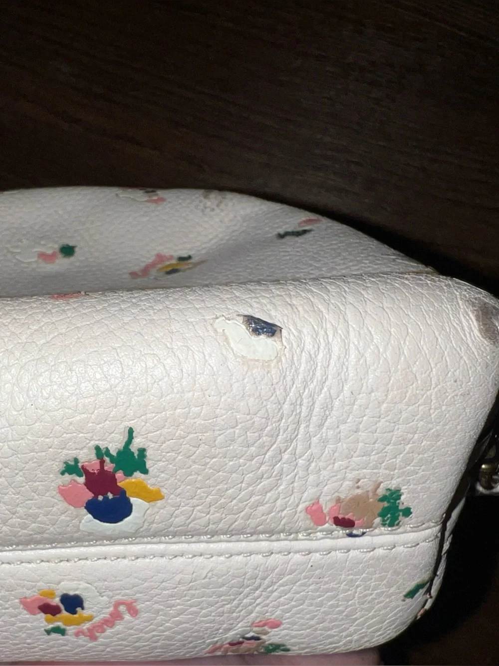 Coach Julienne Cosmetic Zippered Leather Case Paint Dab Floral Print - Picture 11 of 11